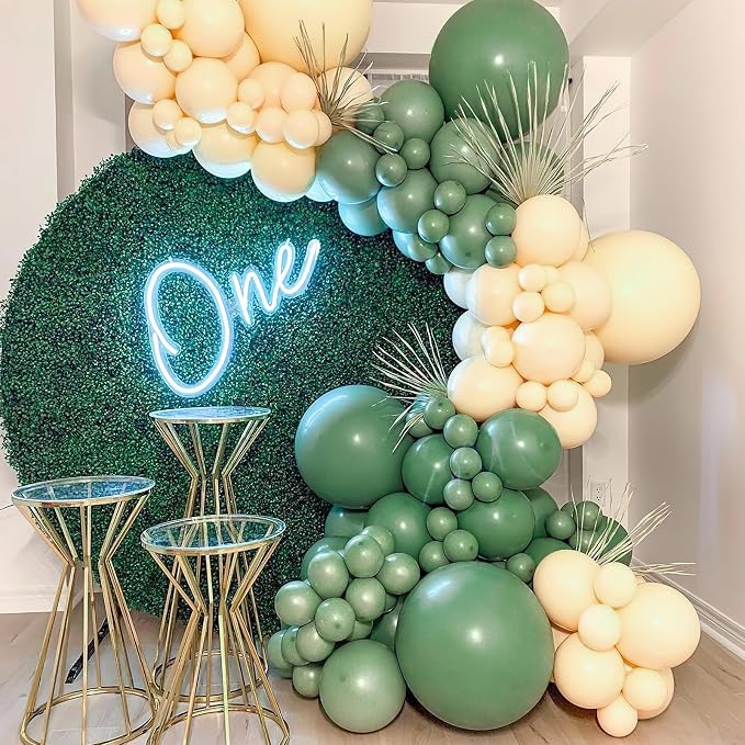PartyWoo Sage Green Balloons 50pcs Olive Eucalyptus Dusty Green Boho Color | 5 - Image 7
