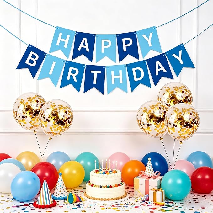 Happy Birthday Banner Sign Bunting Hanging Decorations - Image 2