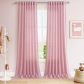 Rose Linen Curtains 102 Inches Long 2 Panel Set Back Tab Rod Pocket Semi Sheer by Nanspring