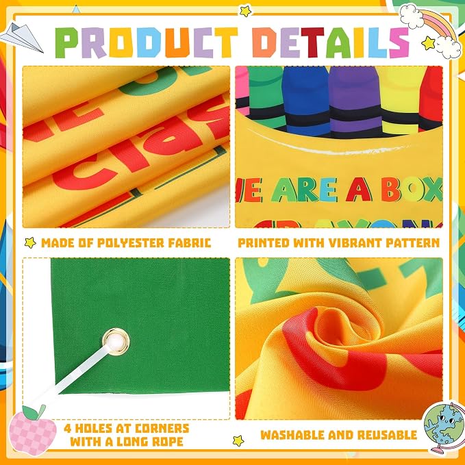 HunnmingRe Crayon Themed Classroom Decor Crayon Banner Door Cover First Day of - Image 3