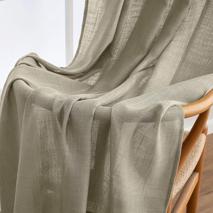 MIULEE Oatmeal Linen Curtains 52x96 Inch 2 Panels - Image 6