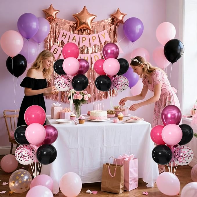 Pink and Black Balloons Table Centerpieces Stand Kit - Image 5