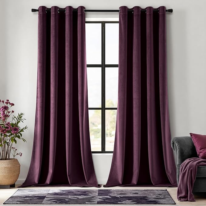MIULEE Velvet Curtains Purple Orchid 52 x 84 Inch Length Set of 2 | Grommet by MIULEE