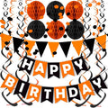 Fecedy Black Orange Happy Birthday Banner Paper Triangle Flag Bunting Circle by FECEDY