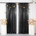 ShinyBeauty Black Sequin Curtains 2 Panels 14FTx7FT | Shimmer Photo Backdrops by ShinyBeauty