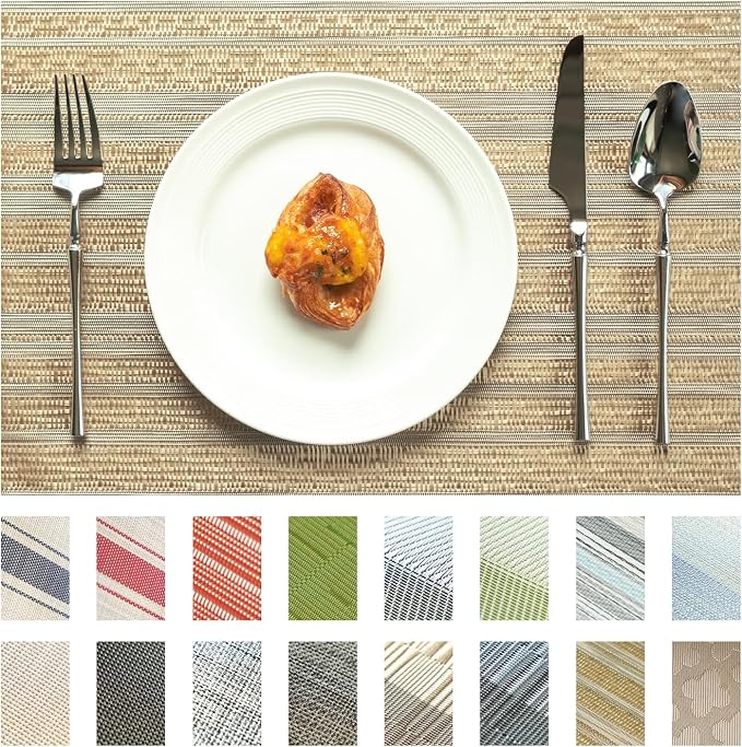 Placemats Set of 6 Vinyl/Plastic Woven Place Mats by Unknown