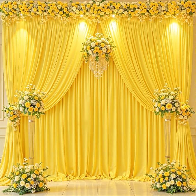 10x12 Yellow Backdrop Curtains for Wedding Party Wrinkle Free Backdrops Curtain - Image 5