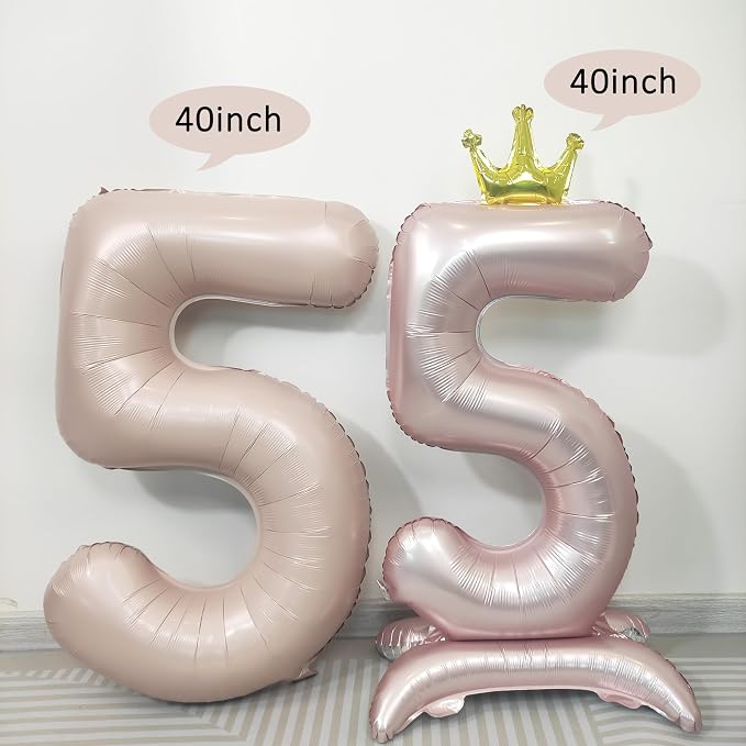 Pink Crown Number 8 Balloon Standing Pink Princess digital 8 Foil Balloon | - Image 4