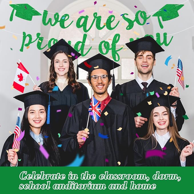 2026 Graduation Decorations Pre-Strung Blingbling We Are So Proud of You Banner - Image 5