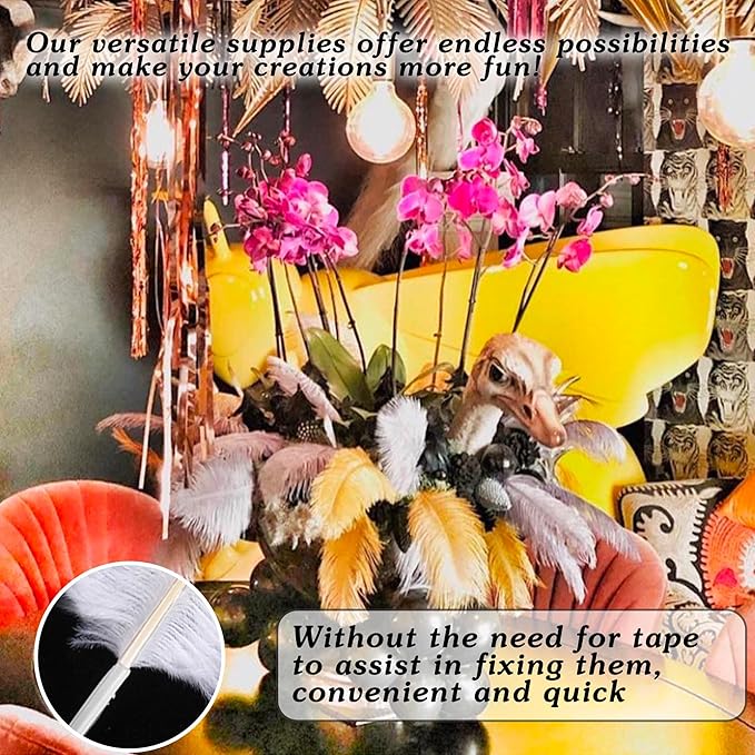 SOGUGOM Champagne Craft Ostrich Feathers - 30PCS 8-10 inch Ostrich Feathers Kit for Centerpieces, Kindergarten Crafts, Dream Catchers and DIY Projects(Champagne)