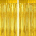 2 Pack Gold Fringe Curtain Backdrop, 3.2Ft x 8.2Ft Metallic Photo Booth by welcomePIGETALE
