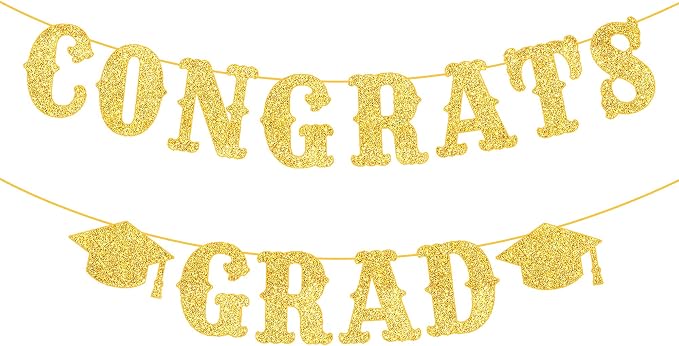 KatchOn Glitter Gold Congrats Grad Banner 2026, Graduation Decoration 2026 | No by KatchOn