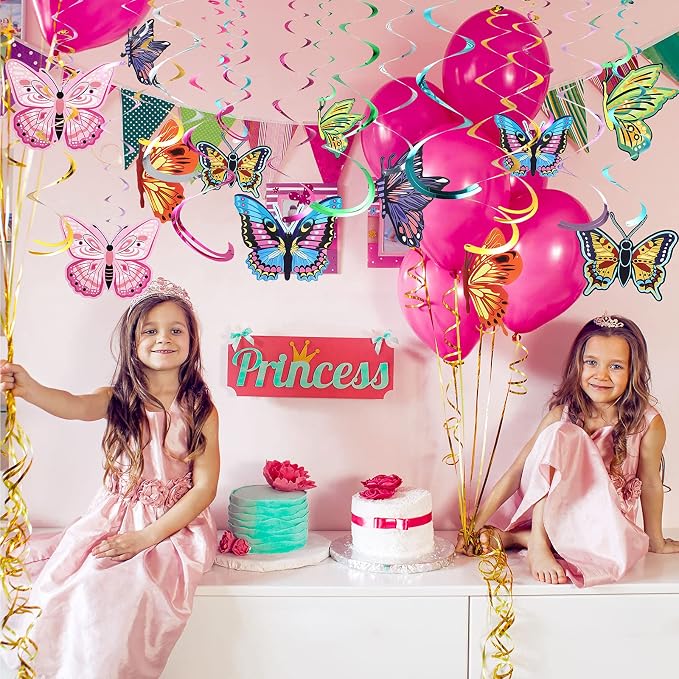 36 Pcs Summer Butterfly Party Decoration Hanging Ceiling Swirl Streamer Large - Image 5