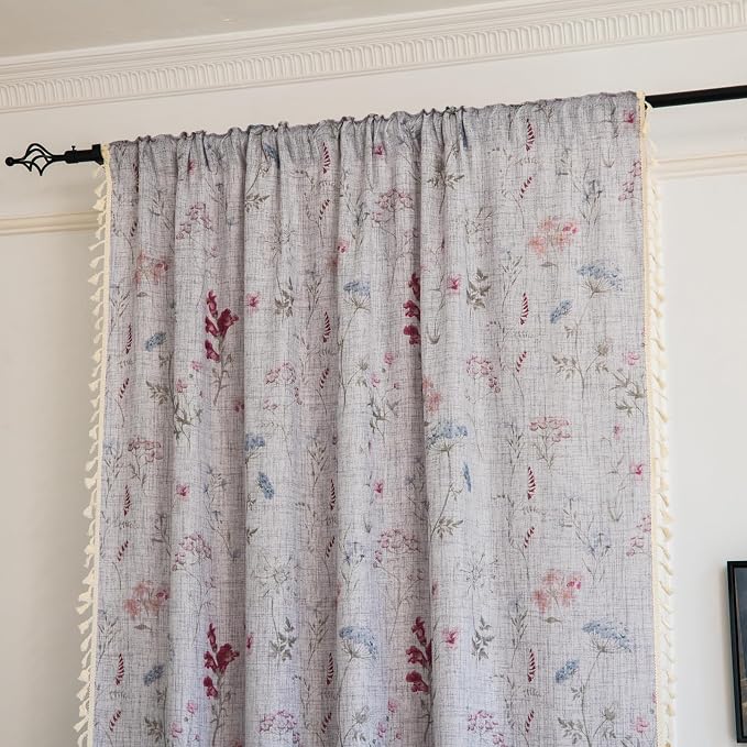 ENJOYBRIDAL Floral Curtains 84 Inch Long Semi Sheer Cute Drapes Light Filtering - Image 2