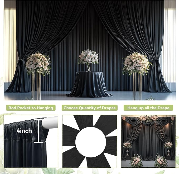 20ft×12ft Black Backdrop Curtain - Image 8