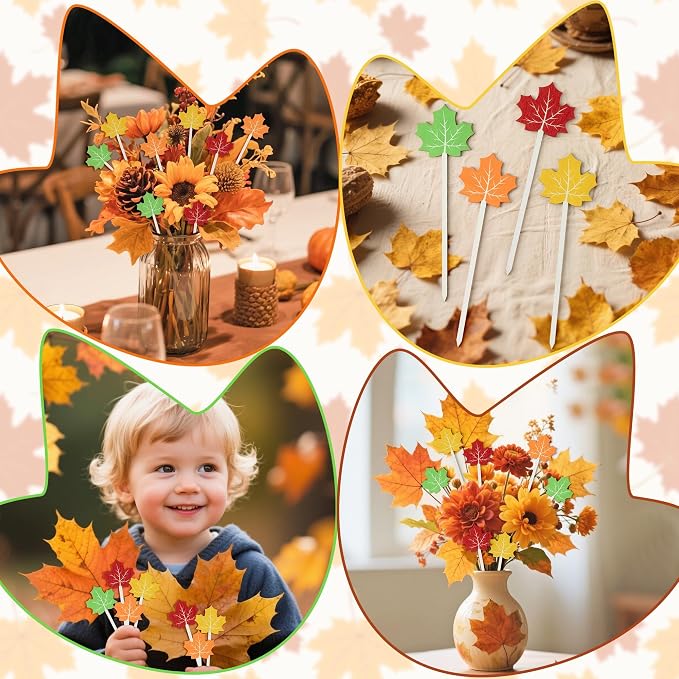 TICIAGA Fall Maple Leaf Wooden Picks - Image 5