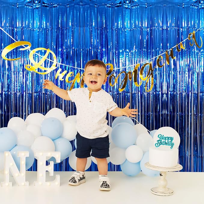 GOER 3.2 ft x 9.8 ft Metallic Tinsel Foil Fringe Curtains Party Photo Backdrop - Image 3