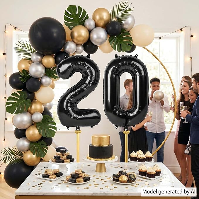 Black Number 20 Balloon 40 Inch, Foil Numeral - Image 6