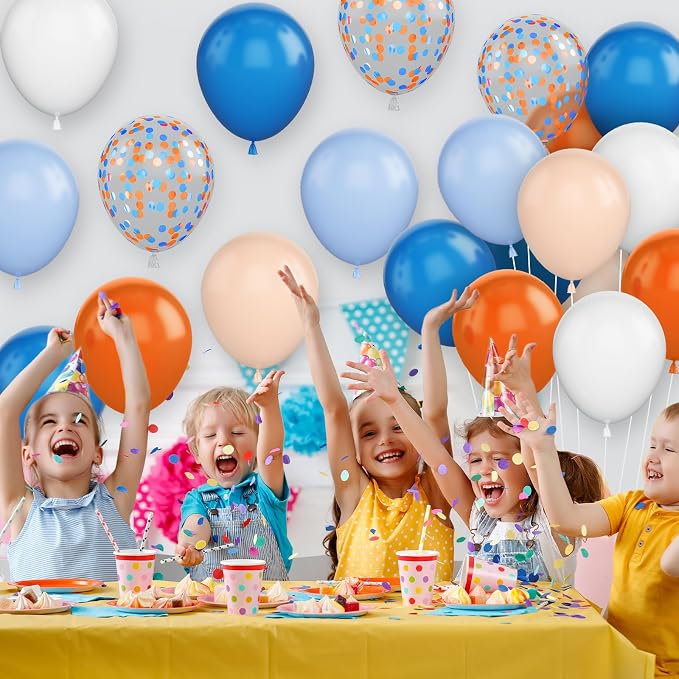 Orange and Blue Balloon, 12 Inch Blue White Orange Balloons Pastel Orange - Image 8