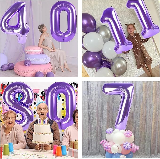 Purple Number Balloons, 40 Inch Purple Balloon 6.6 Helium Balloon 6th Birthday - Image 5