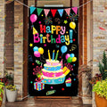Tatuo Colorful Happy Birthday Banner Door Cover Porch Sign Happy Birthday by Tatuo