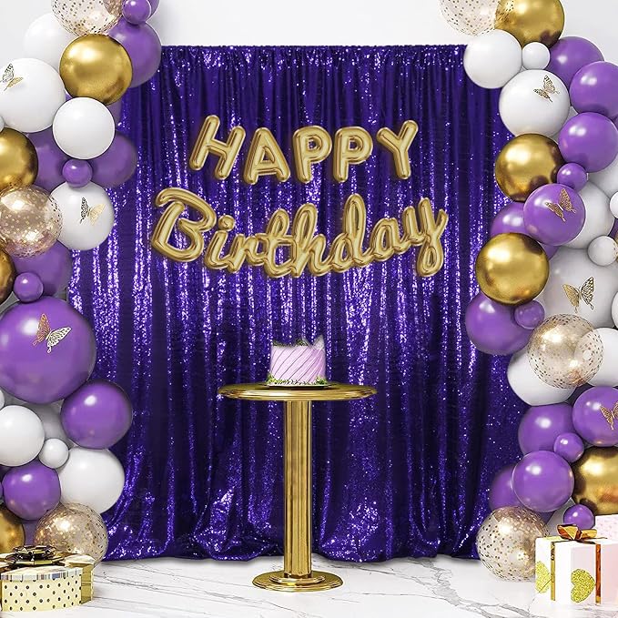 SquarePie 7x7ft Purple Sequin Backdrop, High Density Non-Transparent Glitter - Image 7
