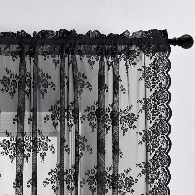 Kotile Gothic Black Lace Curtains - Image 4