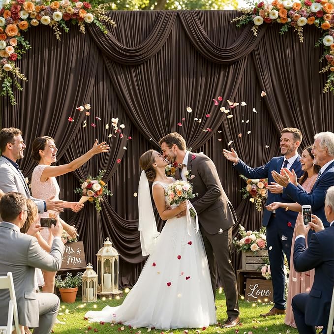 10x12 Brown Backdrop Curtains for Wedding Party Wrinkle Free Backdrops Curtain - Image 3
