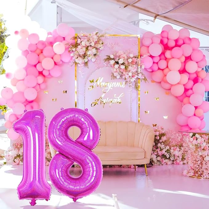 Hot Pink 9 Balloon, 40 Inch Large Laser Hot Pink Foil Helium Number Balloons 0-9 - Image 7