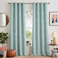 NICETOWN Aqua Blue Floral Blackout Curtain Panels 84 inches 2 Pieces, 52 inches by NICETOWN