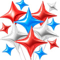 TONIFUL 30Pcs Four Pointed Star Balloon Blue Silver Red Foil Balloon | 26In & by TONIFUL