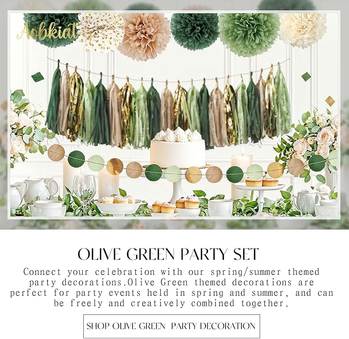 AOBKIAT Sage Green Wedding Party Decorations Kit, Tassels Hanging Backdrop - Image 9
