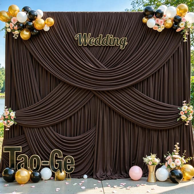 4 Panels Brown Backdrop Curtains - Image 3
