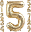 Champagne Gold 5 Balloon, 40 Inch Light Gold Number 5 Balloon Big Foil Mylar by BBPOOL