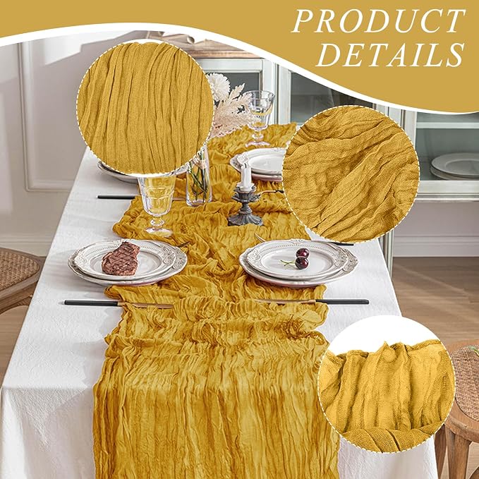 2 Pack Cheesecloth Table Runner 10Ft Christmas Gauze Boho Table Runners - Image 3