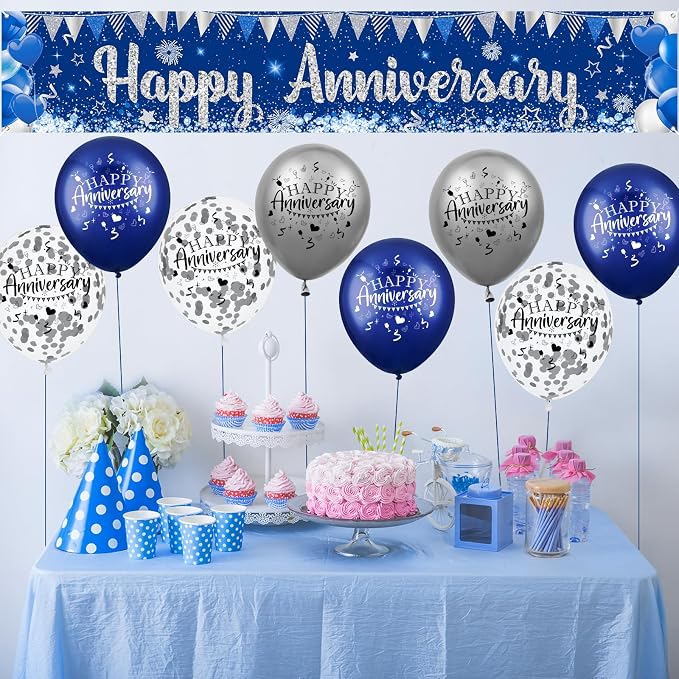 Blue Happy Anniversary Decorations - Image 4