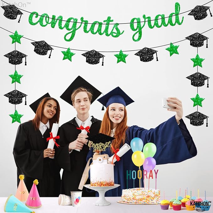 KatchOn Glitter Congrats Grad Banner 10 Feet | Pre-Strung, Congratulations - Image 6