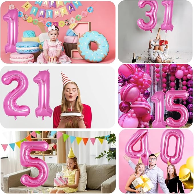Pink Number Balloons, Large Hot pink Number 2 Balloon 40 Inch Pink 2 Balloon - Image 7