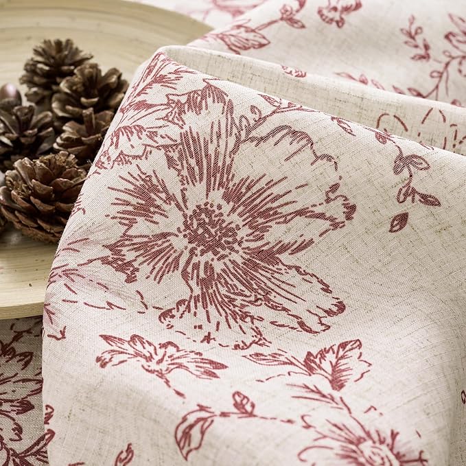 jinchan Floral Linen Curtains Lined 108 Inch Farmhouse Back Tab 2 Panels | - Image 9