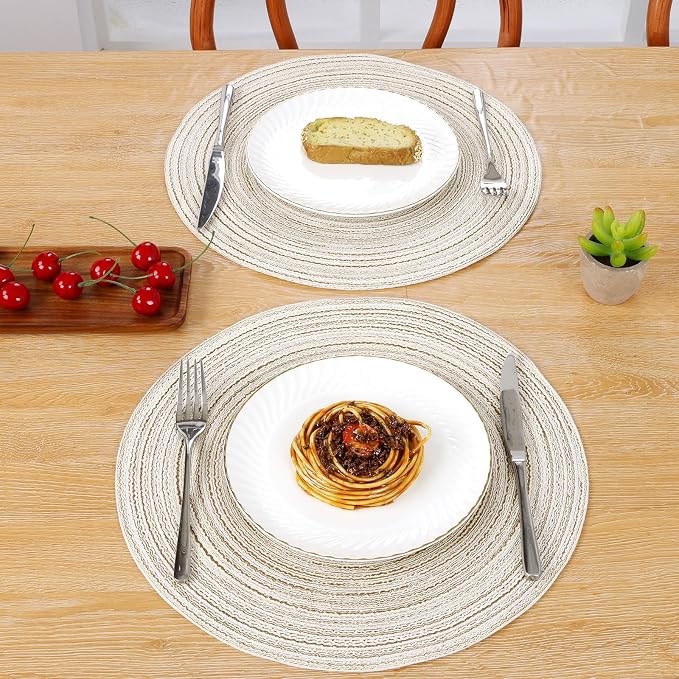 SHACOS Round Braided Placemats Set of 4 Washable Table Placemats Cotton - Image 8