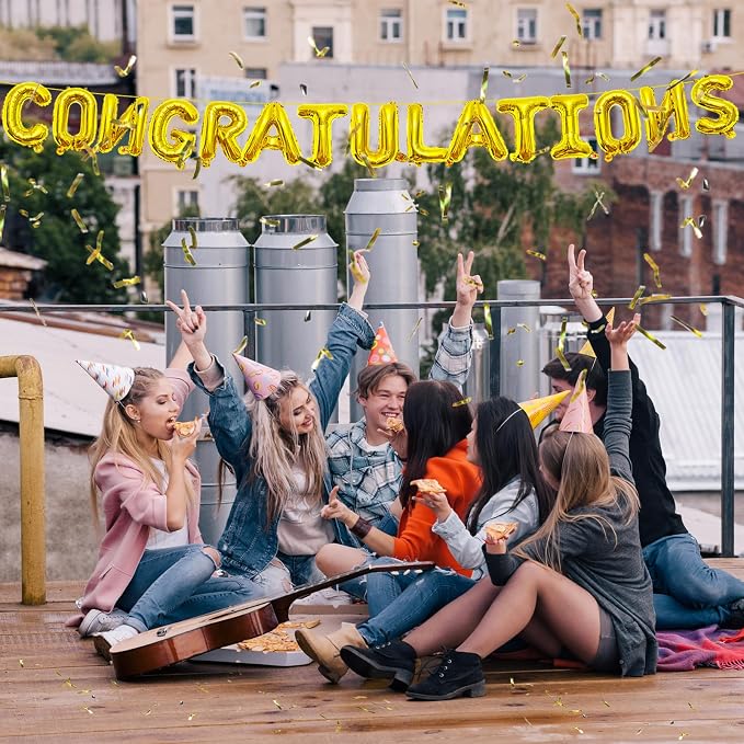 16 Inches Congratulations Balloons Hanging Banner Decorations, Foil Mylar - Image 4