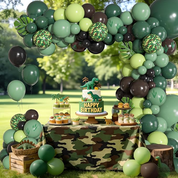 170Pcs Dinosaur Balloons Garland Arch Kit, Hunter Sage Green Brown Black Light - Image 5