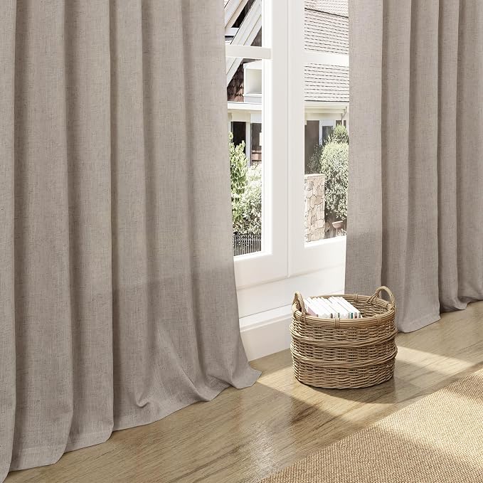 Ecru Curtains for Living Room 72 Inches Long Linen Blend Luxury Light Filtering - Image 5