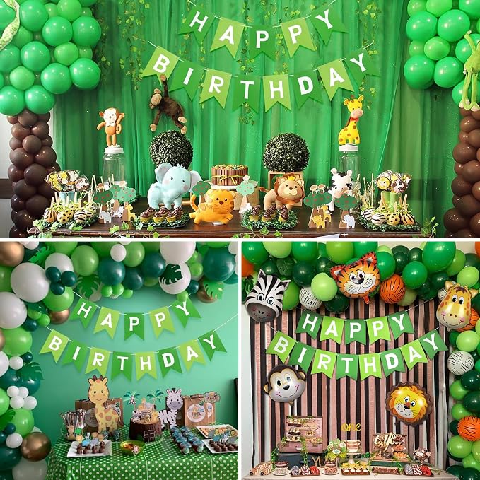 Pre-Strung Green Happy Birthday Banner Signs Party Decorations - Image 7