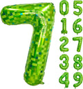 40 inch giant Green pixel miner game number 7 balloon | Large mining theme foil by Exquisitehighqualitypartydecorationstomeetyoureveryneed%EF%BC%81