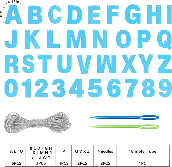 DIY Banner Kit with Letters Glitter Letters Champagne Light Blue Birthday - Image 2