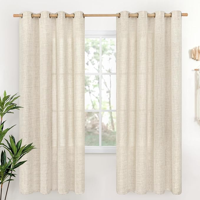 YoungsTex 78 Inch Length Linen Curtains Light Filtering by YoungsTex