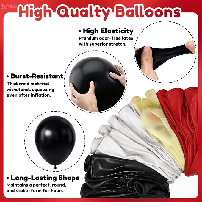 Black White Red Balloons, Baby Shower, Anniversary, Graduation, Wedding Party - Image 3