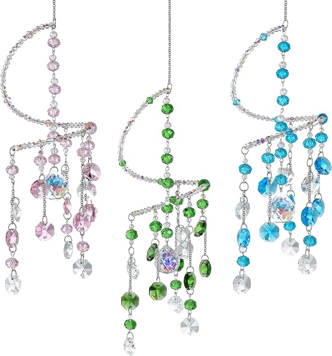 3 Pcs Crystal Suncatchers Wind Chimes, Spiral Sun Catchers Indoor Window | - Image 9