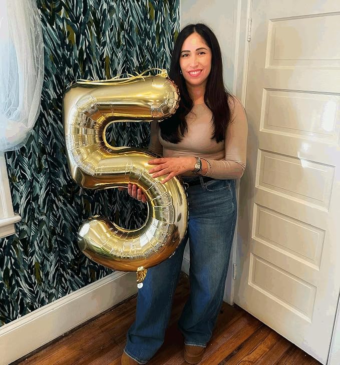 8 Balloon - Champagne Gold Birthday Number Balloons, 40 Inch Decorations | - Image 2